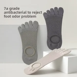 Men’s Spring Summer Modal Five Finger Ultra Thin Sweat Absorbing Antibacterial Toe Separated Half Invisible Boat Socks