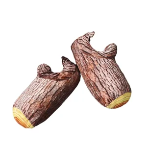 Men’s Winter Tree Stump Plush Slippers Breathable Anti Slip Cotton Upper Comfort Soft Sole Custom Logo Position