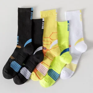 Men’s Women’s Sports Socks for Running Basketball Sweat-Absorbent Deodorant Cotton Towel Crew