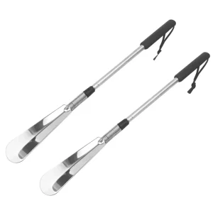 Metal Shoe Horn Long Handle Telescopic Stainless Steel Spring Adjustable Shoe Horn Chrome plated Shoehorn HA01443