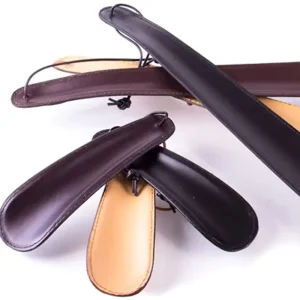 Metal Shoe Horn with Leather Cover, 15cm to 60cm