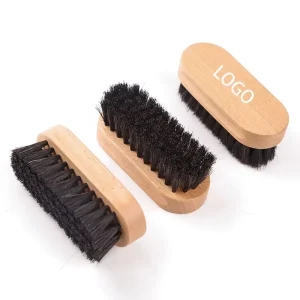 Mini Small Horse Hair Brush Beechwood Horsehair Shoe Brush Soft Hair Cleaning Dusting Brush