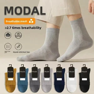 Modal Men’s Casual Crew Socks Summer Thin Breathable Mesh Antibacterial Sweat absorbent Deodorant