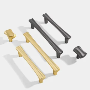 Modern Zinc Alloy Sleek Arched Handle Pulls & Knobs for High End Master Bedroom Closet Wardrobe Dresser & Shoe Cabinet Handle