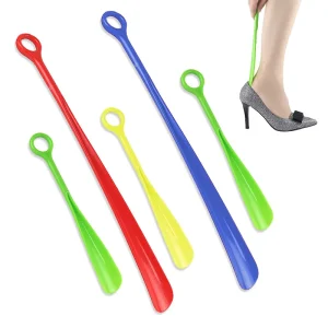 Multi Color Solid Plastic 18.5 Inch Long Handled Shoe Horn for Men Women Kids Travel