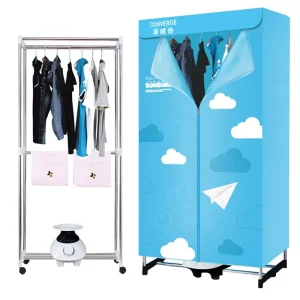 Multi Layer Foldable Electric Heated Stainless Steel Floor Standing Clothes Drying Rack and Towel Hanger with Dust Cover
