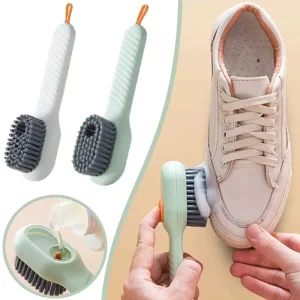 Multifunction Cleaning Shoe Brush Soft Automatic Liquid Shoe Brush Long Handle Clothes Soap Brush with Hook Clean Tool