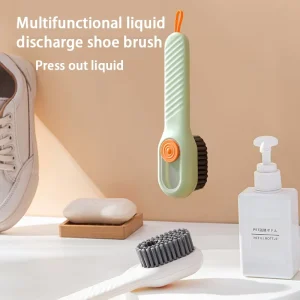 Multifunctional Liquid Added Shoe Brush Household Shoe Washing Brush Press Type Soft Bristle Cleaning Plastic Shoe Brush