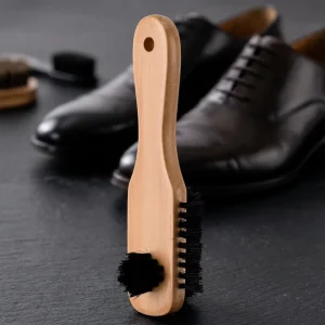 Multifunctional Three Sided Mane Brush with Solid Wooden Handle Cleaning Brush Leather Shoe Polishing & Daily Cleaning Brush