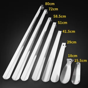 Multiple Sizes Natural Black Stainless Steel Shoe Horn Durable Long Handled 15.5CM-80CM for Seniors and Boots