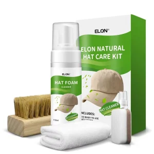 Natural 150ml Waterless Sports Hat Cleaner Baseball Cap Cleaner Kit with Hog Bristle Brush and Sponge