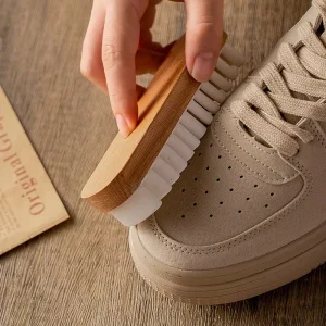 Natural Beech Wooden Handle Suede Shoe Cleaning Brush for Leather Clothing Care