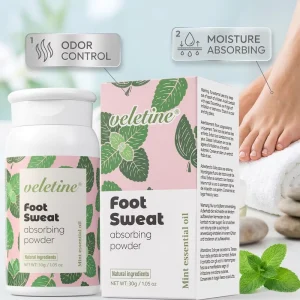 Natural Foot Sweat Absorbing Powder Odor Control Refreshing Mint Foot Deodorant Powder for Sports Shoes Daily Care Mist 30g