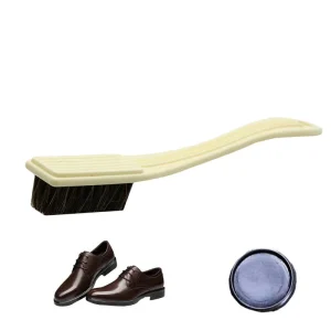 Natural Leather Soft Polishing Tool Long Handle Horsehair Shoe Brush Bootpolish Cleaning Brush for Suede Nubuck Boot Polish