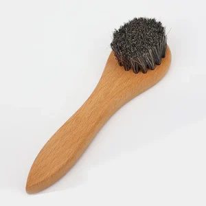 Natural Soft Horse Bristles Shoe Shining Brush Long Handle Leather Cleaning Brush Solid Wooden Horsehair Brush