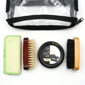 Neutral Shoe Polish Shine Kit with Brushes and Buffing Cloth for Leather Shoes and Boots