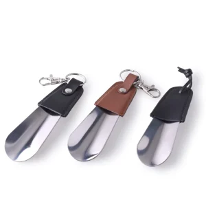 New Design Dual Purpose Key Chain Mini Leather Metal Stainless Steel Shoe Horn