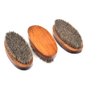 OEM 100% Horse Hair Wooden Shoe Brush Oval Shape Shoe Brush for Cleaning
