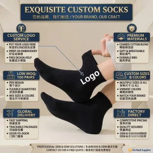 OEM Custom Logo Ankle Socks Breathable Polyester/Nylon/Spandex Deodorant Antibacterial Casual