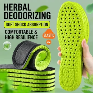 OEM Custom Mugwort Deodorant Shoe Insoles High Elastic Shock Absorbing Soft Breathable Massage Foot Pads for Walking Sports