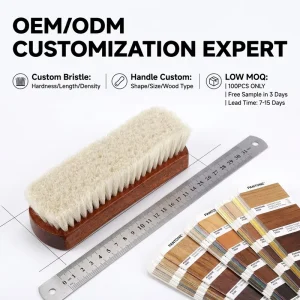 OEM Custom Outdoor Soft Horse Hair Wooden Shoe Care Brush Hanging Loop Long Shine Polishing Dust Removal