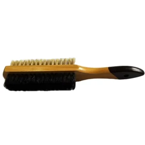 OEM Customized Double Sided Pig Bristle Long Handle Grip Portable Shoe Cleaning Brush Natural Wooden