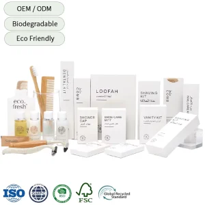 OEM Logo Hotel Bathroom Toiletries Supplies Kit Disposable Eco Friendly Biodegradable Bamboo Hotel Dry Amenities Set