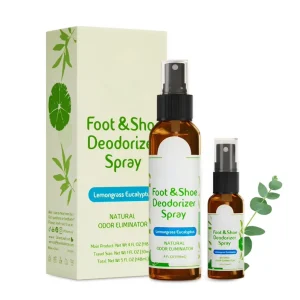 OEM Natural Tea Tree Oil Shoe Deodorant Spray & Kit for Sneaker Sport Shoes Socks Long Lasting Custom Logo Private Label 4oz+1oz
