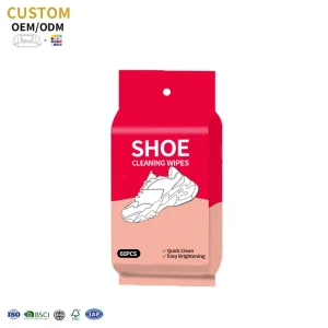 OEM ODM 60pcs Portable Disposable Sneaker Care Remove Stains Wet Wipes Instant Shine Shoe Cleaning Wipes