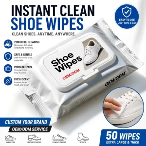 OEM ODM Custom 20-Count Spunbond Non-Woven Shoe Cleaning Wipes Heavy-Duty Stain & Dirt Remover for Sneakers & Leather