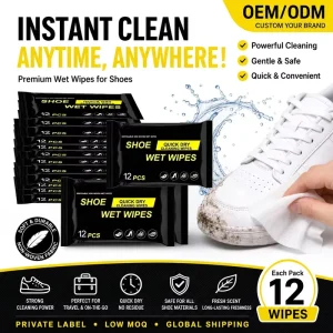 OEM ODM Custom Quick Dry Shoe Cleaning Wipes for Daily Use Bulk Private Label Supply Best selling in Europe and the US