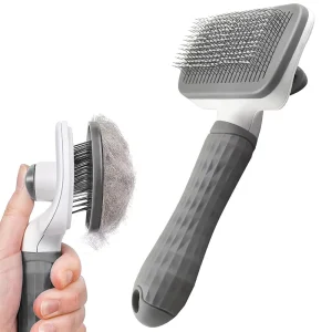 OEM One Click Self Cleaning Pet Slicker Brush Stainless Steel Dog Cat Grooming Dematting Comb