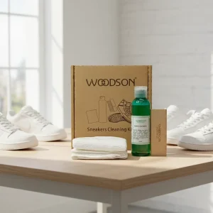 OEM Private Label Sneaker Cleaning Kit Kraft Paper Box Shoe Cleaner Trainer Cleaner with Brush and Towel for Sneaker Cleaning