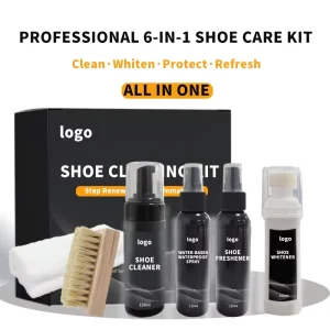 OEM Sneaker Cleaner Kit Custom 6 Piece Set Includes Brush Microfiber Towel Shoe Cleaner Protector Whitener and Deodorizer