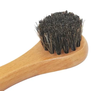 OEM Wooden Handle Cleaning Kit Horsehair Face & Shoe Brush with Logo Printing Cosmetic Tools