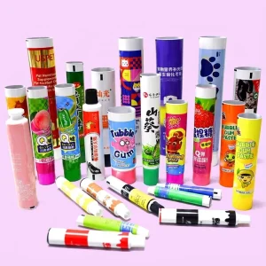 Offset UV Printing Aluminum plastic Bubble Gum Tube 12.7 35mm Screw Cap Custom Logo Vivid Graphic Design