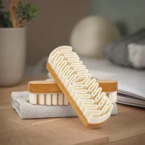 Orange Wooden Silicone Eco Friendly Lightweight 49g Handheld Precise Cleaning Shoe Brush Deerskin Nubuck Leather Snow