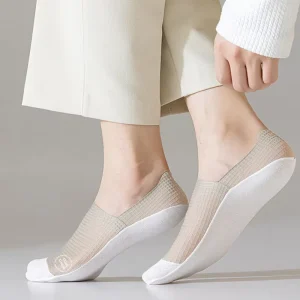 Pilates Grip Socks Men’s Invisible Low Cut No Show Socks Breathable Mesh Non Slip Casual Boat Socks Daily Wear