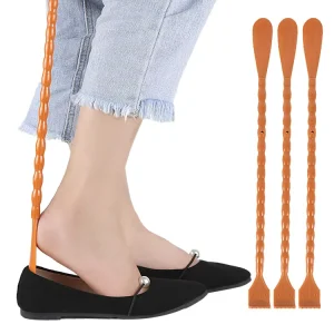 Plastic Men Women 1pc Lazy Shoe Helper Unisex Wear Long Handled Shoe Horn with Scratch