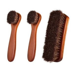 Polish Shoe Brush Kit Natural Horsehair Shoe Brushes Clean Applicators Set for Polishing Cleaning Shoes Boot and More