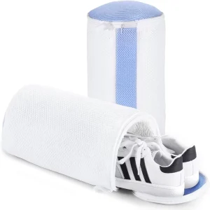 Polyester Drawstring Reusable Durable Shoe Cleaning Laundry Bag with Fluffy Fiber Mesh for Dryer All Shoes