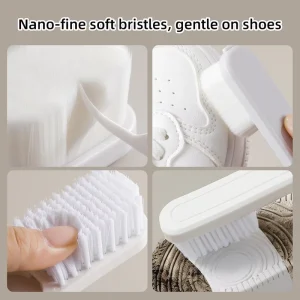 Portable 2 in 1 Shoe Cleaning Brush with Microfiber Pad Travel Kit for Sneakers Leather Shoes Suede Boots Home Car