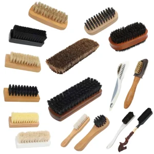 Portable Horsehair Pig Bristles Shoe Brushes Sneaker Cleaning Leather Shoes Boots Care Polishing Shine Decontamination