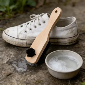 Portable Household Cleaning Brush Natural Wood Handle with Soft Bristles for Shoe Care