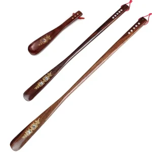 Portable Long Handled Wooden Shoe Horn Lifter