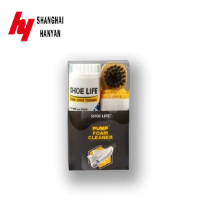 Portable Pump Foam Shoe Cleaner With Brush And Wooden Brush With Microfeber Cloth In Plastic Box