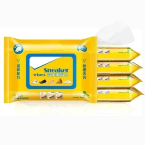 Portable Quick Clean Shoes Wet Wipes Sneaker Cleaning Non-Woven Effective Decontamination Formula with Lid 150x200mm