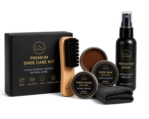 Portable Shoe Care Kit Leather Cleaning Polishing Set with Brushes Cream Case Eco Friendly 50mL Gift Set