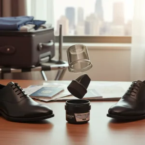 Portable Shoe Shine Cream Kit with Sponge Head and Polishing Cloth Easy Application for Business Travel