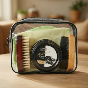 Portable Shoe Shine Kit with Neutral Polish and Cloth